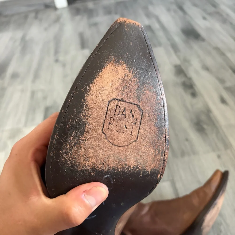 Dan Post Brown Leather Western Cowboy Boots - Picture 10 of 11